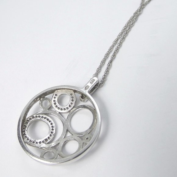 0.40ct Natural Diamond Circle Silver Necklace - Picture 4 of 6